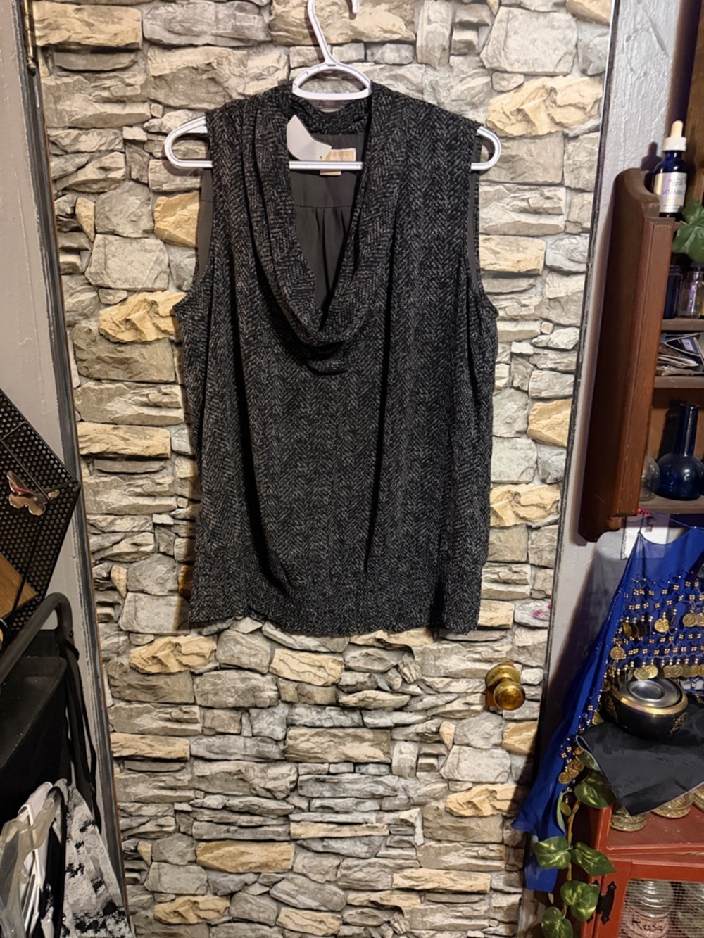 Sleeveless Cowl Neck Women’s Top - Black Heather